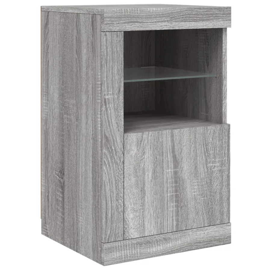 Buffet avec lumières LED sonoma gris 164x37x67 cm - 10