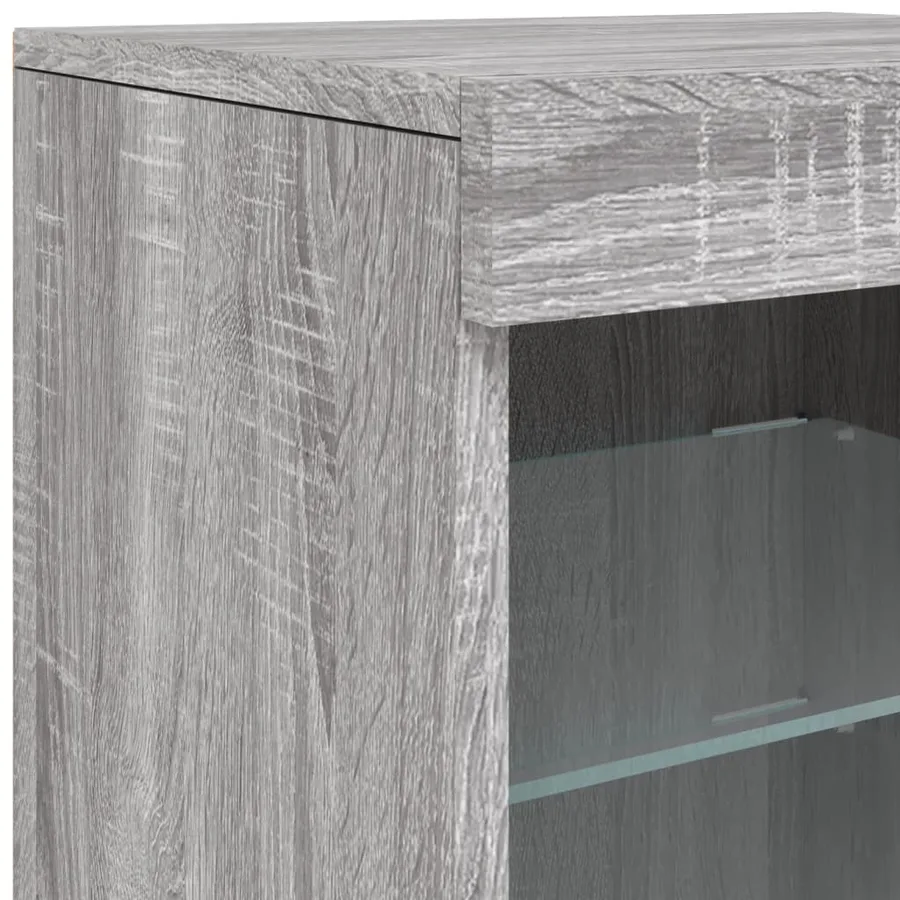 Buffet avec lumières LED sonoma gris 164x37x67 cm - 15