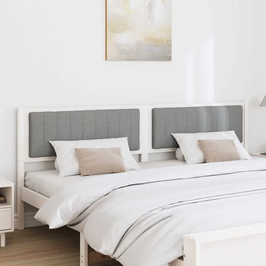 Tête de lit capitonnée avec tête de lit Blanc 200 cm Pin massif - 3