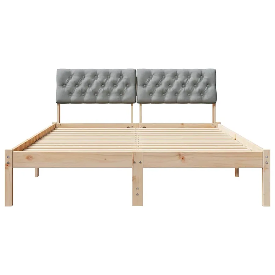 Cadre de lit avec tête de lit Marron et gris clair 135 x 190 cm - 5