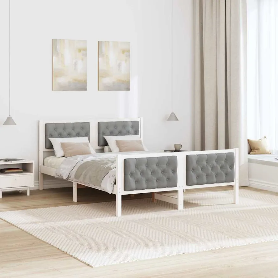 Cadre de lit Gris clair 140 x 200 cm Pin massif - 4