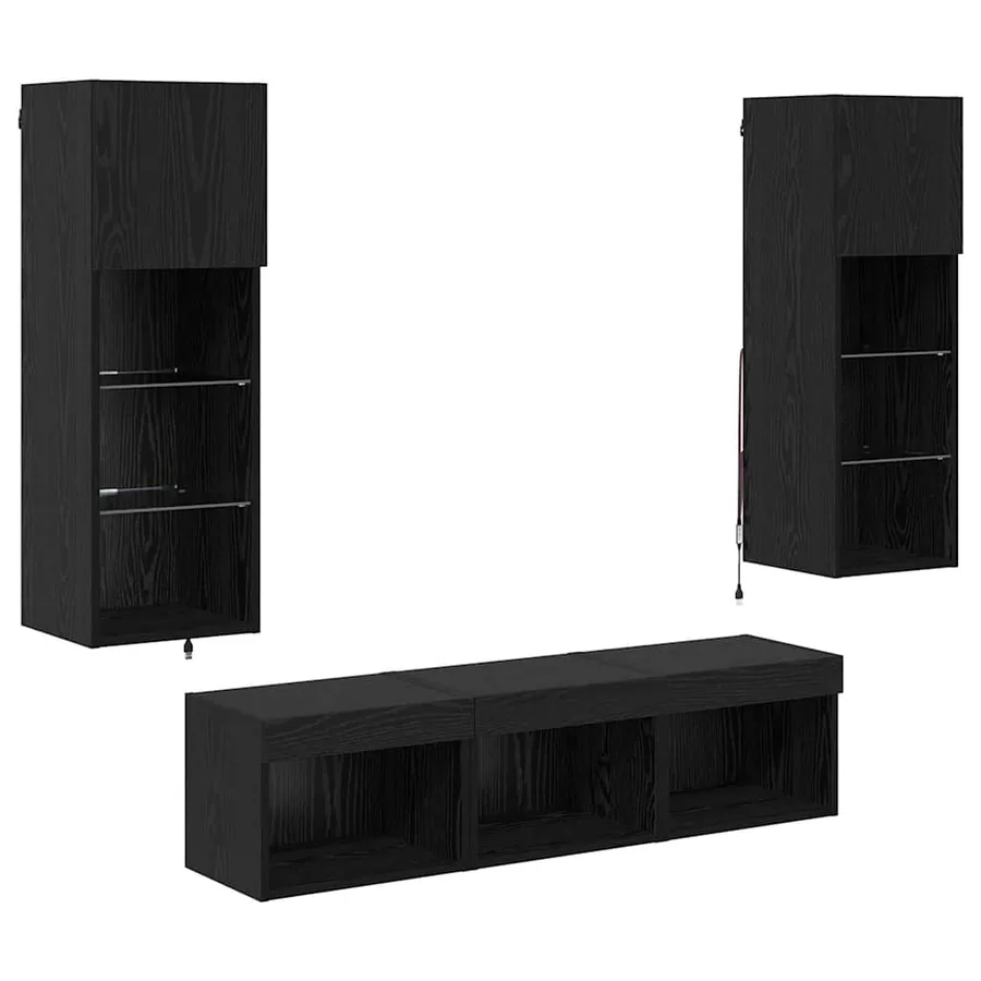 Meubles TV muraux 5 pcs Chêne noir Bois d'ingénierie - 2