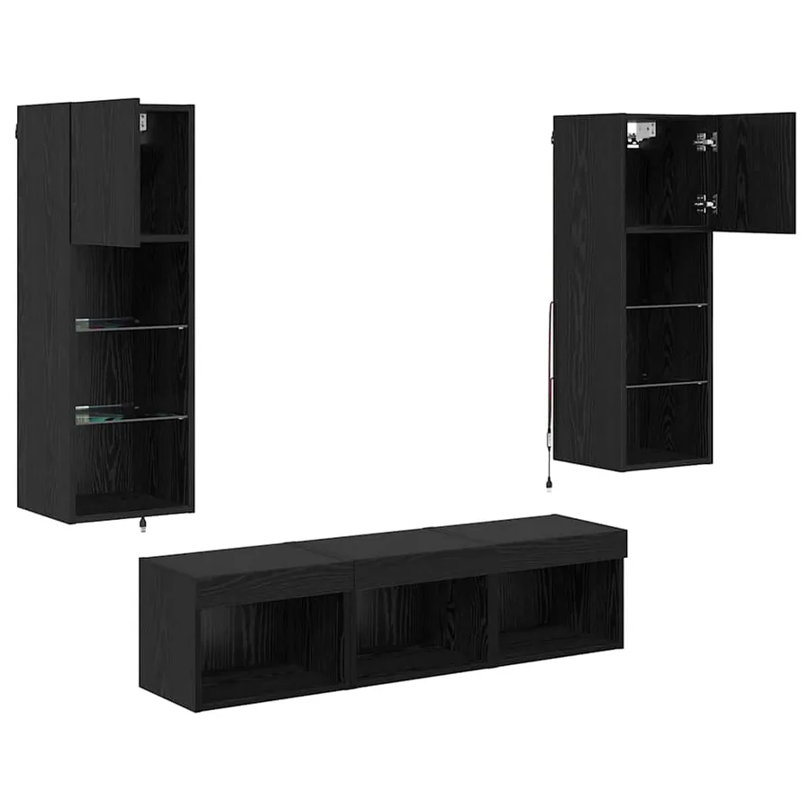 Meubles TV muraux 5 pcs Chêne noir Bois d'ingénierie - 9