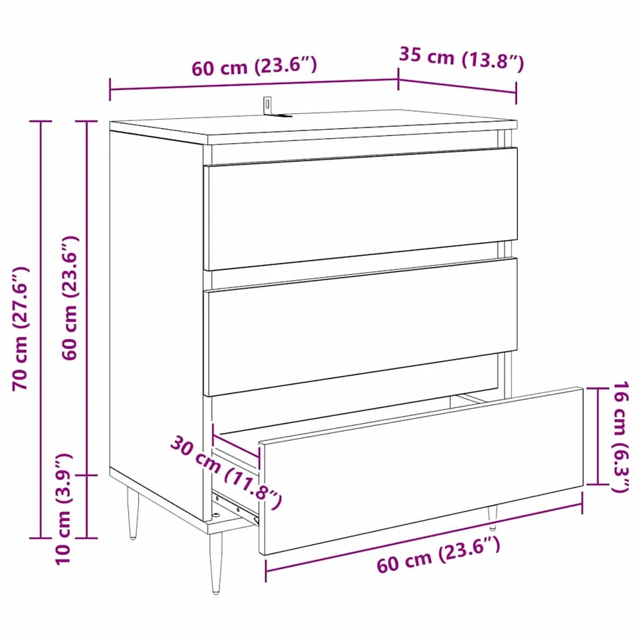 Buffet Chêne artisanal 60 x 35 x 70 cm Bois d'ingénierie - 15