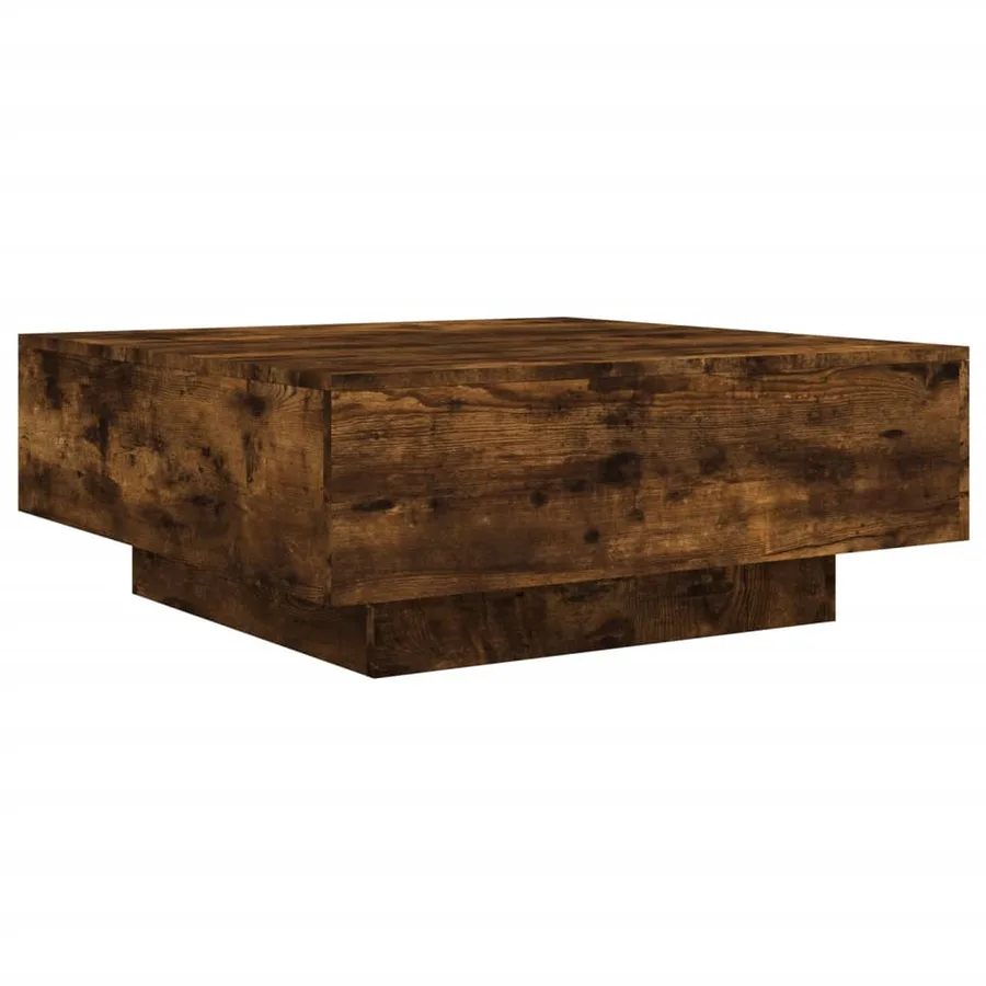 Table basse avec lumières LED chêne fumé 80x80x31 cm - 3