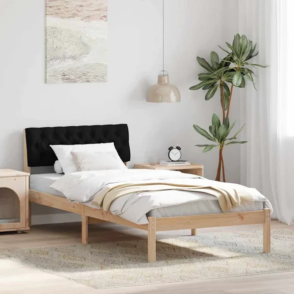 Cadre de lit Marron et noir 90 x 190 cm Bois massif en pin