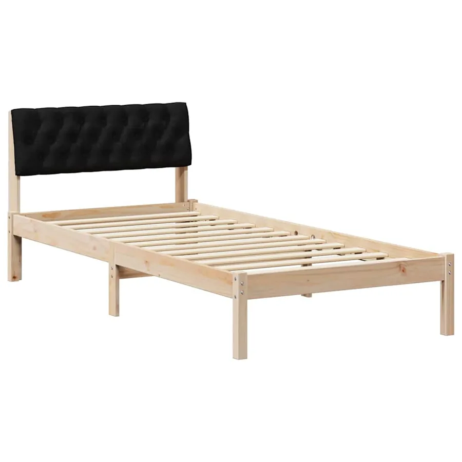 Cadre de lit Marron et noir 90 x 190 cm Bois massif en pin - 2