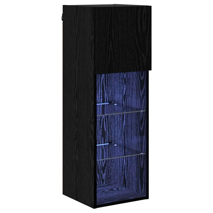 Meuble TV mural Chêne noir 30,5 x 30 x 90 cm Bois d'ingénierie - 2