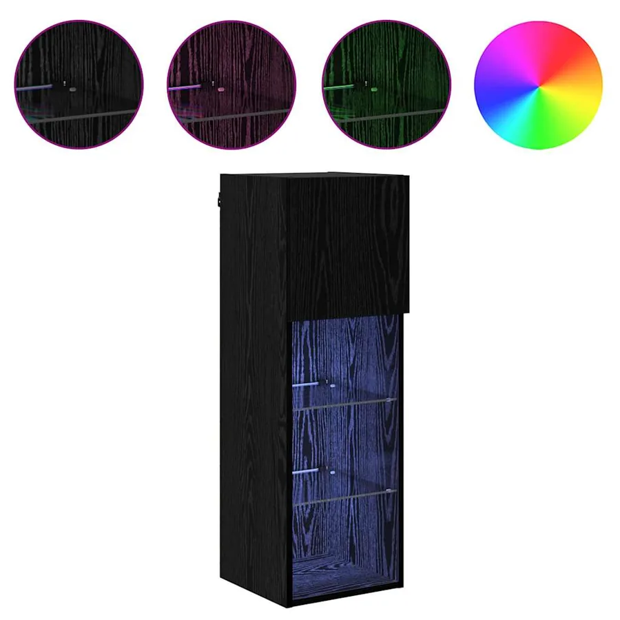 Meuble TV mural Chêne noir 30,5 x 30 x 90 cm Bois d'ingénierie - 4