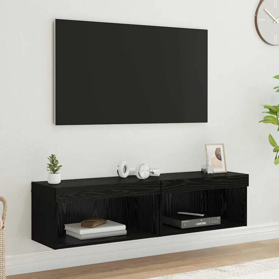Ensemble meuble TV avec LED 2 pcs Chêne noir 60 x 30 x 30 cm