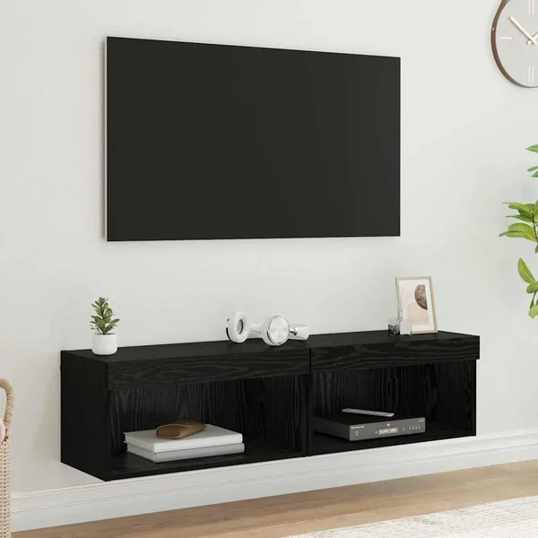 Ensemble meuble TV avec LED 2 pcs Chêne noir 60 x 30 x 30 cm