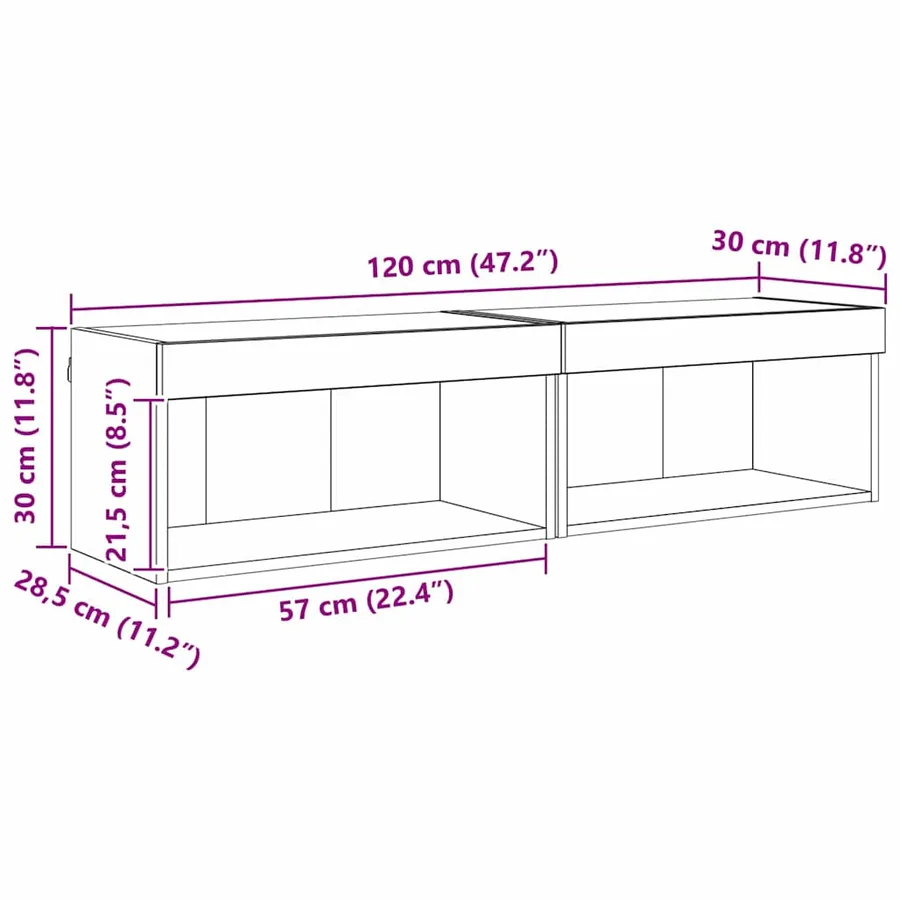 Ensemble meuble TV avec LED 2 pcs Chêne noir 60 x 30 x 30 cm - 14