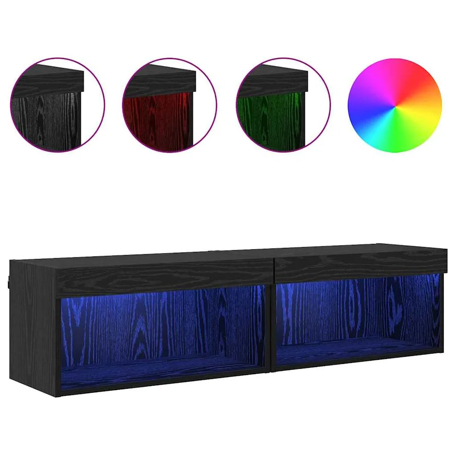 Ensemble meuble TV avec LED 2 pcs Chêne noir 60 x 30 x 30 cm - 4