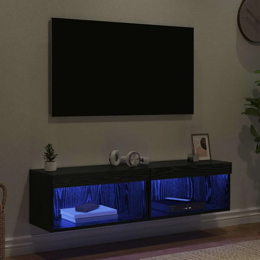 Ensemble meuble TV avec LED 2 pcs Chêne noir 60 x 30 x 30 cm - 5