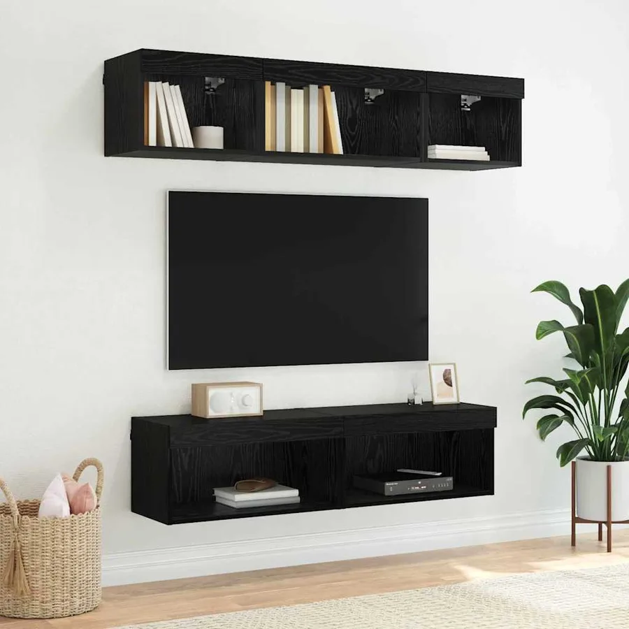 Ensemble meuble TV avec LED 2 pcs Chêne noir 60 x 30 x 30 cm - 6