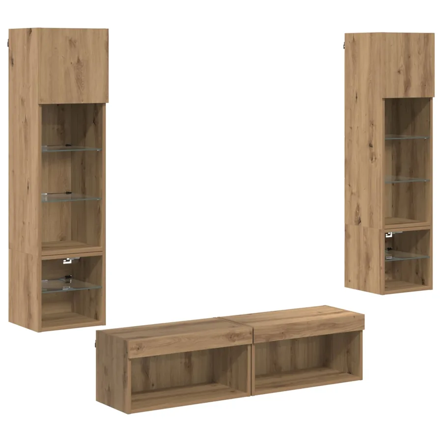 Unité murale de TV 6 pcs Chêne artisanal Bois d'ingénierie - 2