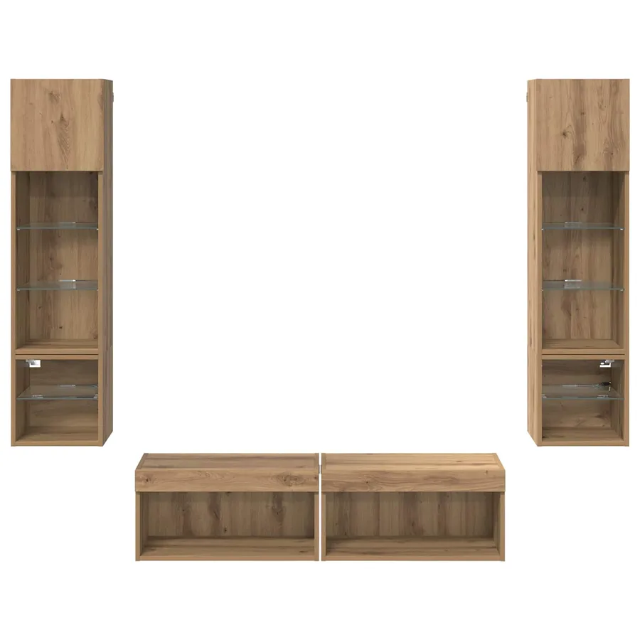 Unité murale de TV 6 pcs Chêne artisanal Bois d'ingénierie - 8