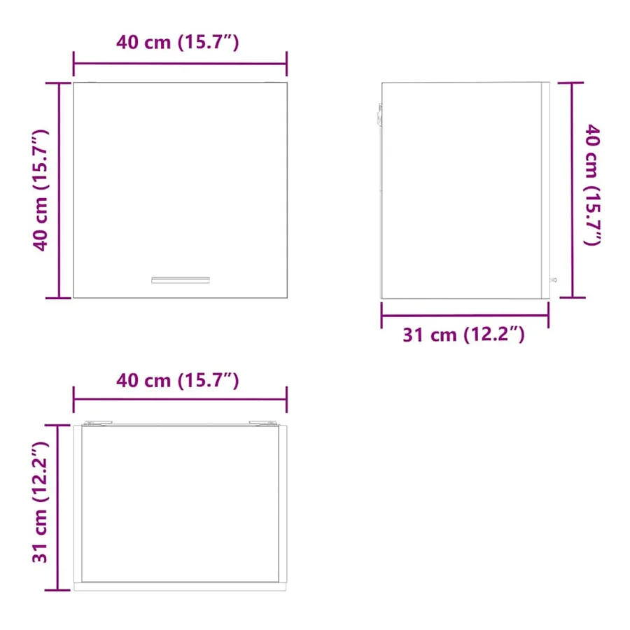 Armoire suspendue 2 pcs Chêne noir et Blanc 40 x 31 x 40 cm - 14
