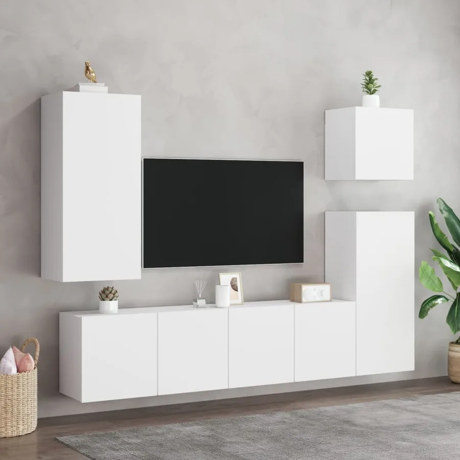 Meuble TV mural blanc 80x30x41 cm - 11