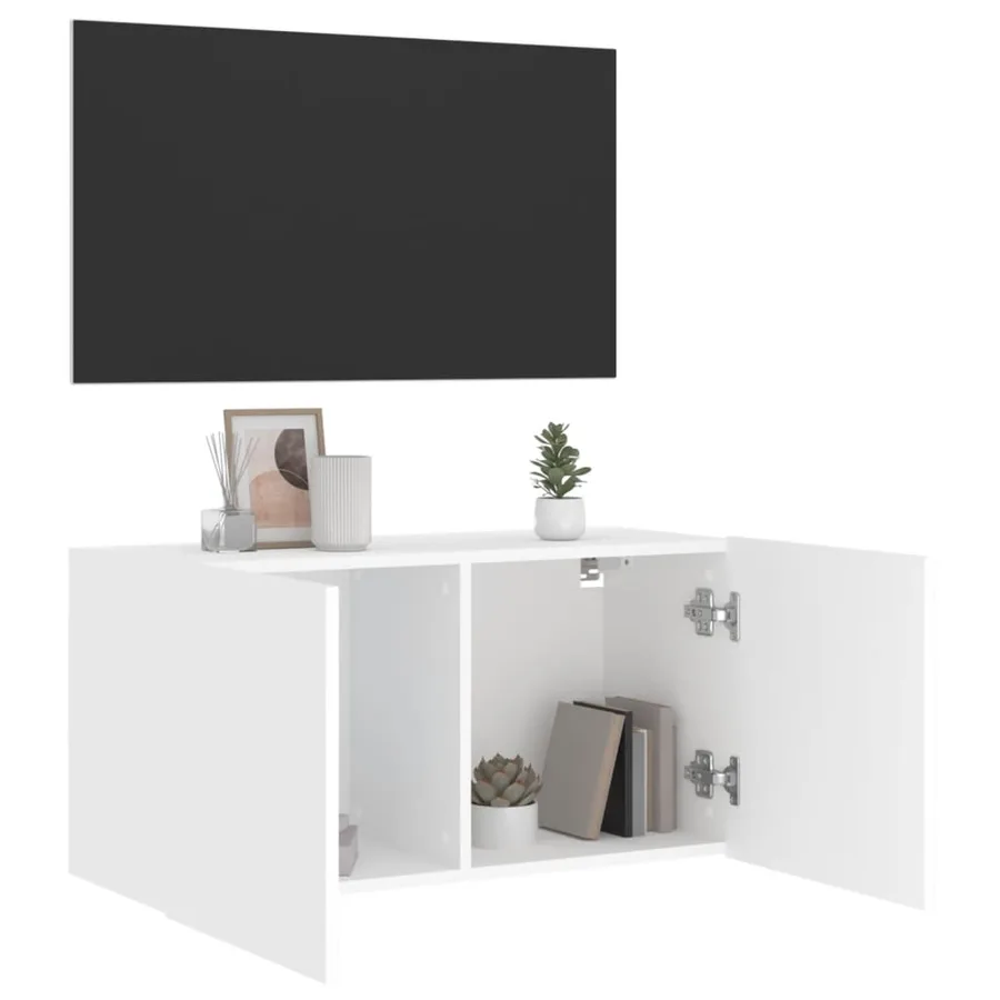 Meuble TV mural blanc 80x30x41 cm - 4