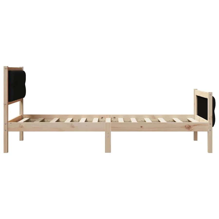 Cadre de lit avec tête de lit Noir 90 x 200 cm Pin massif - 6