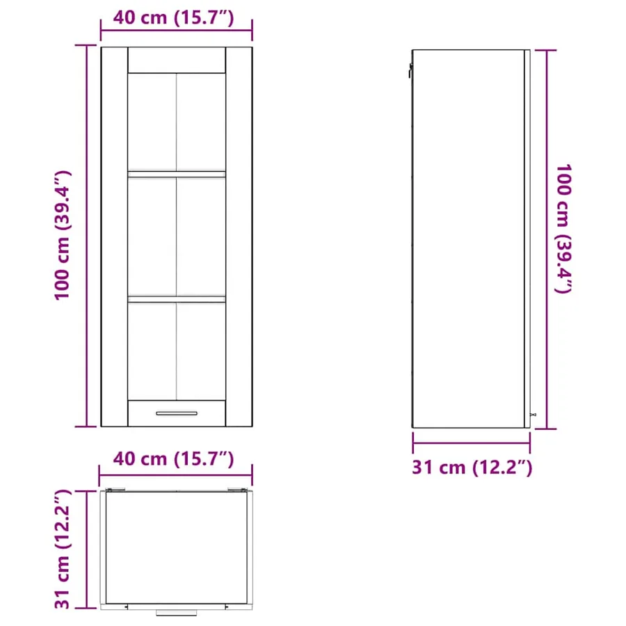 Armoire suspendue avec porte Chêne artisanal 40 x 31 x 100 cm - 14