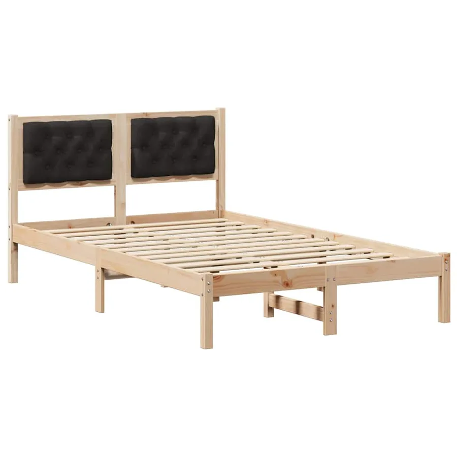 Cadre de lit avec tête de lit Noir 120 x 190 cm Pin massif - 2