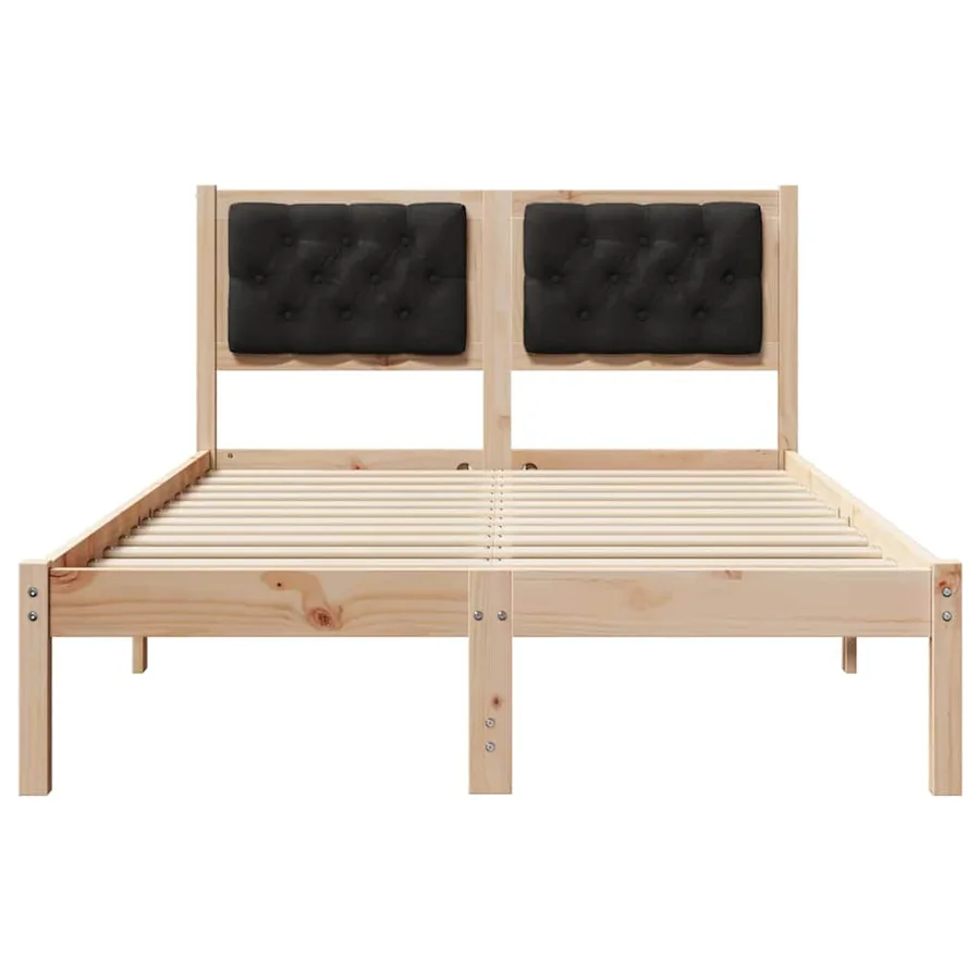 Cadre de lit avec tête de lit Noir 120 x 190 cm Pin massif - 5
