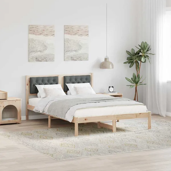 Cadre de lit Gris foncé 150 x 200 cm Pin massif