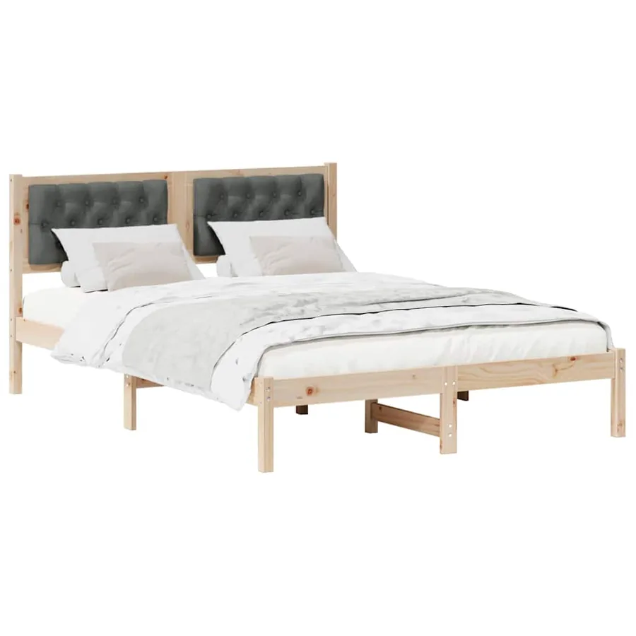 Cadre de lit Gris foncé 150 x 200 cm Pin massif - 3