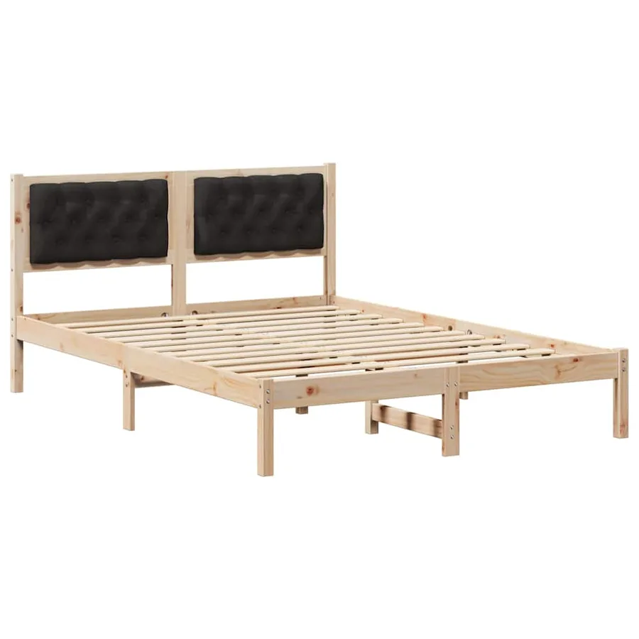 Cadre de lit avec tête de lit Noir 140 x 190 cm Pin massif - 2