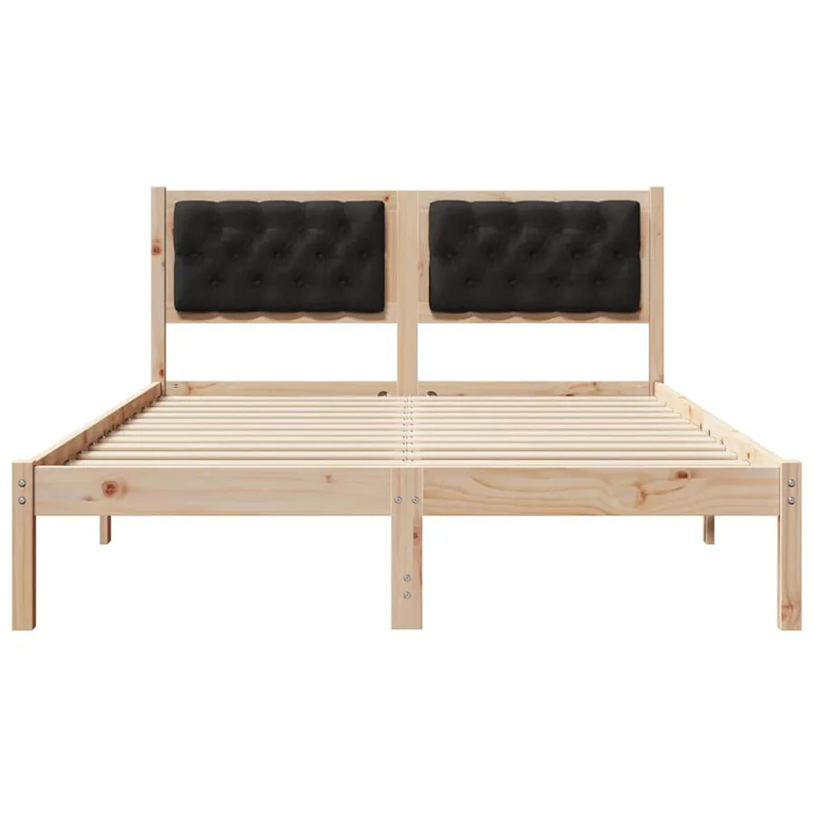 Cadre de lit avec tête de lit Noir 140 x 190 cm Pin massif - 5
