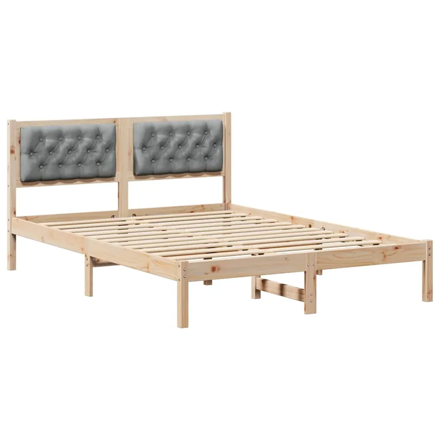 Cadre de lit Gris clair 140 x 190 cm Pin massif - 2