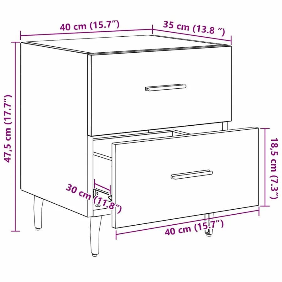 Cabinet de chevet Chêne artisanal 40 x 35 x 47,5 cm - 13