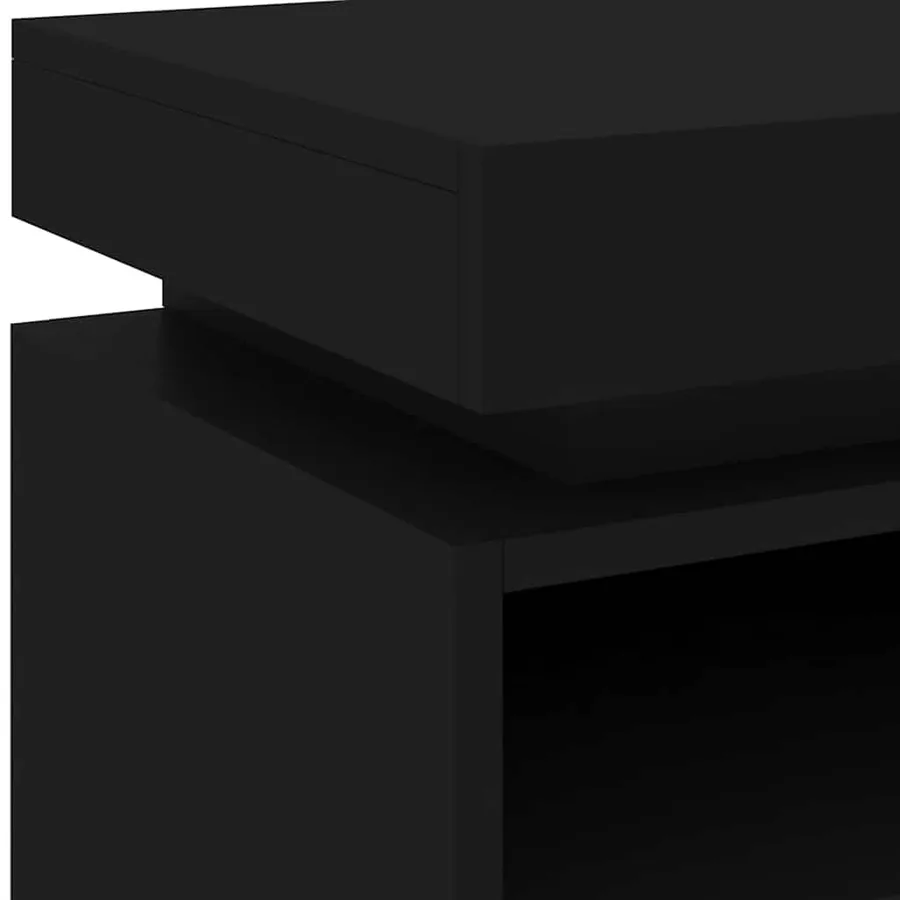 Armoires de chevet avec lumières LED 2 pcs noir 40x39x48,5 cm - 10
