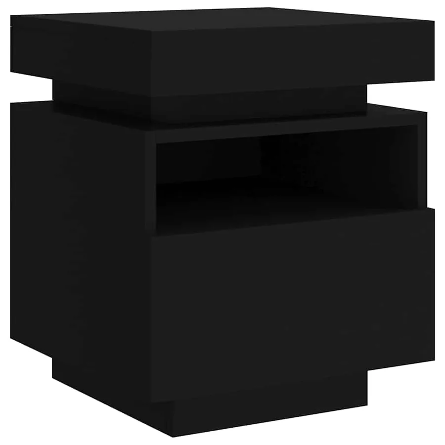 Armoires de chevet avec lumières LED 2 pcs noir 40x39x48,5 cm - 5