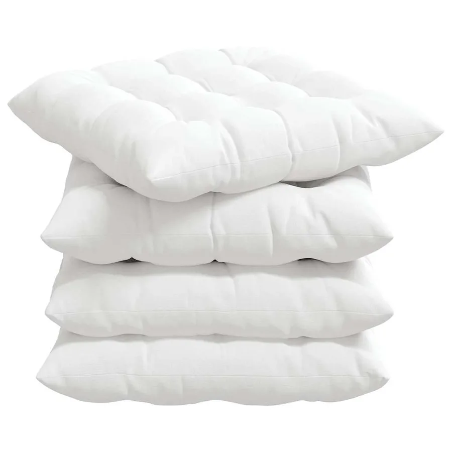 Coussins de siège 4 pcs Blanc 40 x 40 x 6 cm tissu - 2