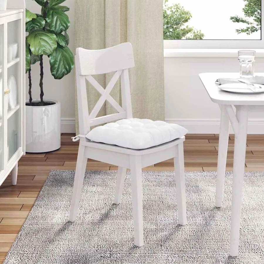 Coussins de siège 4 pcs Blanc 40 x 40 x 6 cm tissu - 4