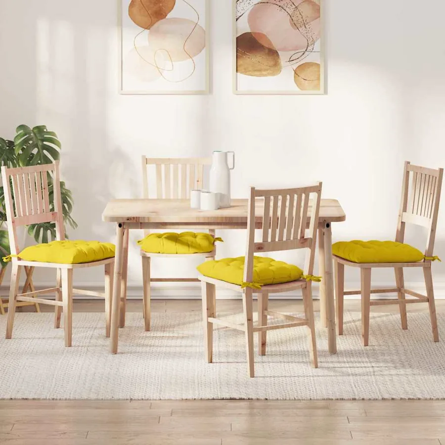 Coussins de siège 4 pcs Jaune clair 40 x 40 x 6 cm tissu