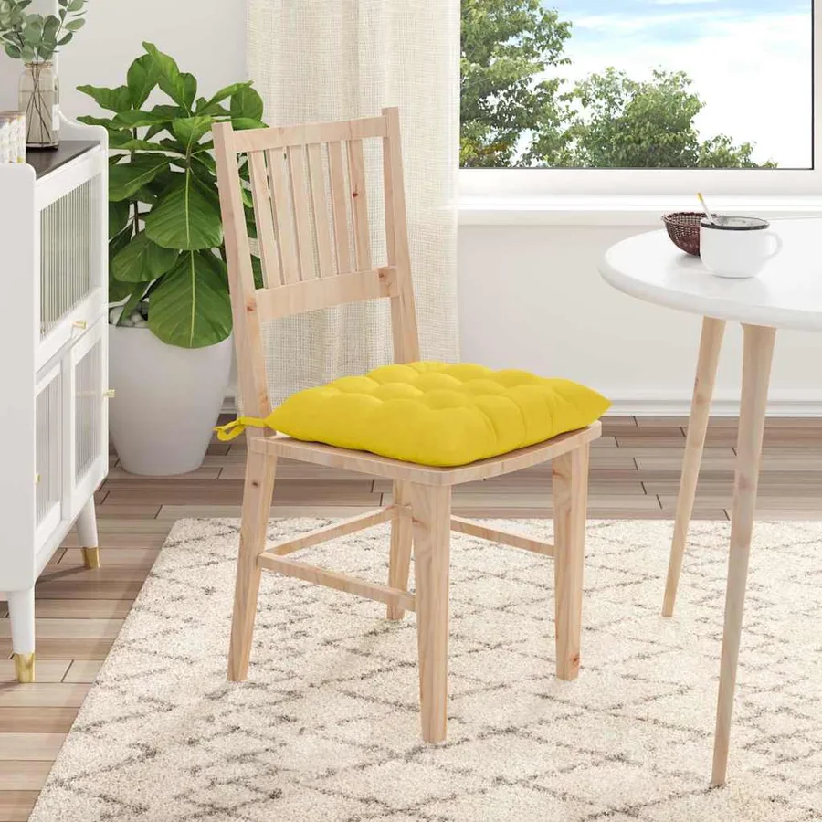 Coussins de siège 4 pcs Jaune clair 40 x 40 x 6 cm tissu - 4