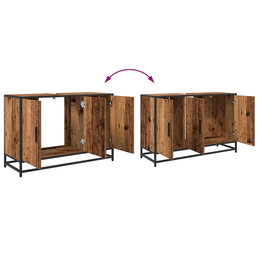 Ensemble de mobilier de salle de bain 2 pcs Bois Ancien - 14