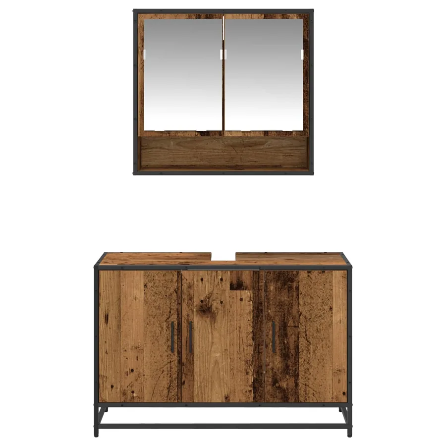Ensemble de mobilier de salle de bain 2 pcs Bois Ancien - 7