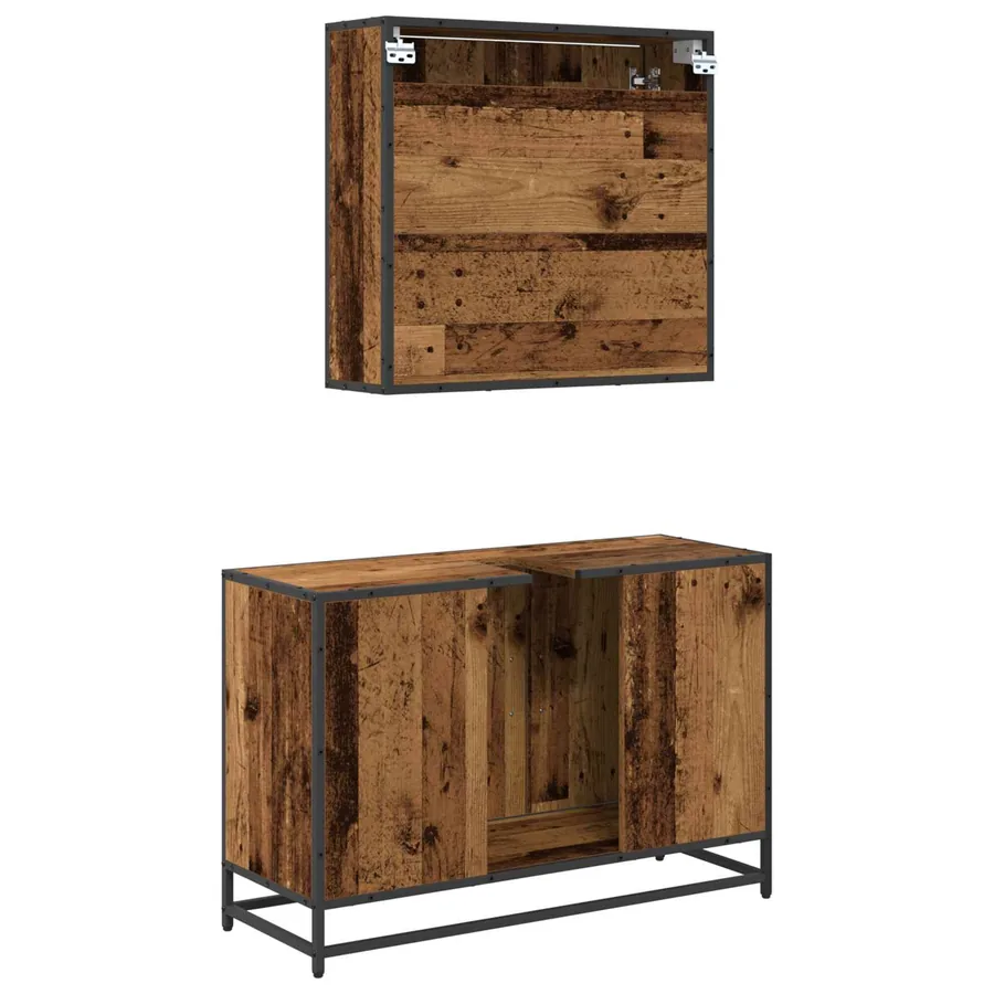 Ensemble de mobilier de salle de bain 2 pcs Bois Ancien - 9