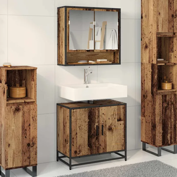Ensemble de mobilier de salle de bain 2 pcs Bois Ancien