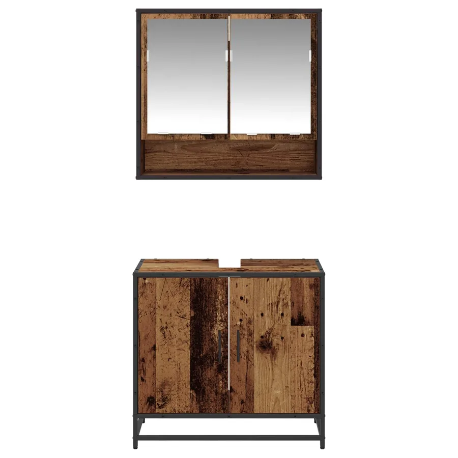 Ensemble de mobilier de salle de bain 2 pcs Bois Ancien - 7