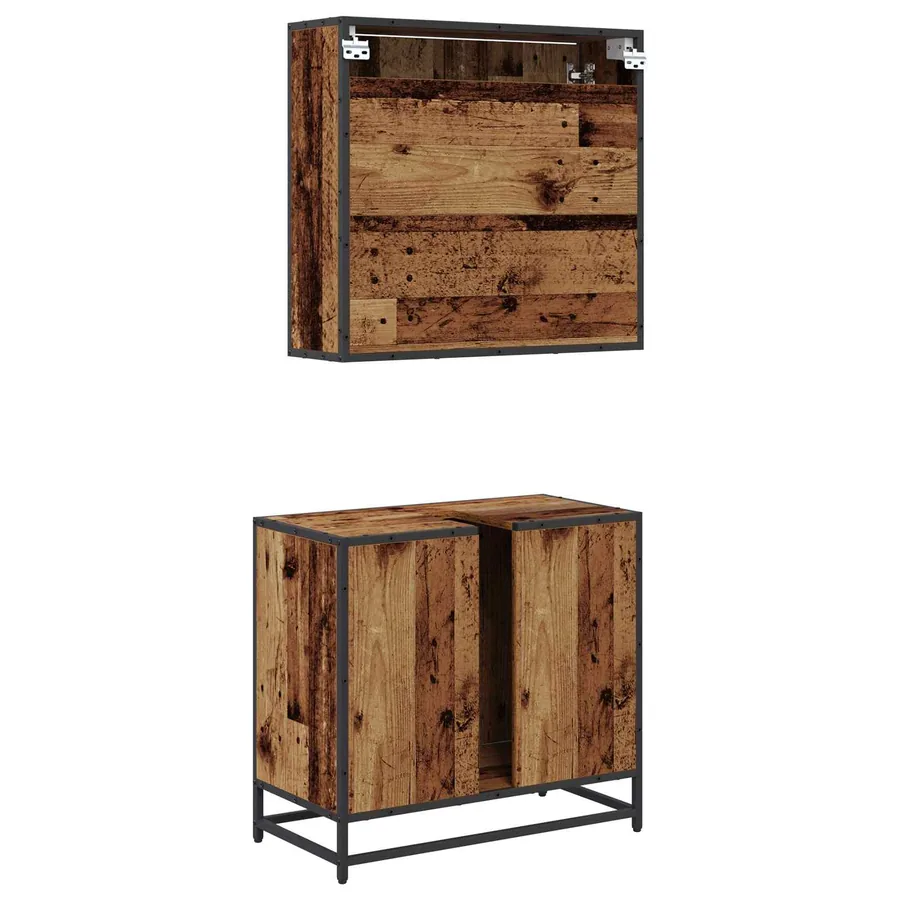 Ensemble de mobilier de salle de bain 2 pcs Bois Ancien - 9