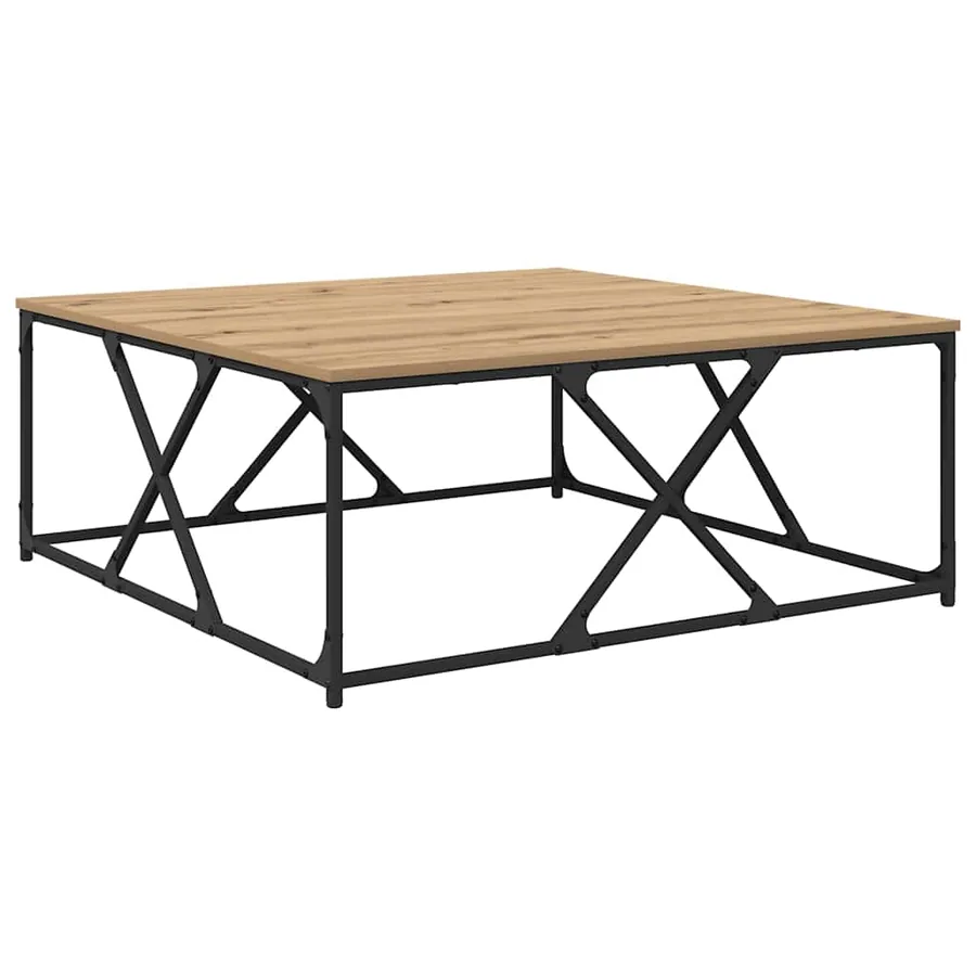 Table basse Chêne artisanal 100 x 100 x 40 cm Bois d'ingénierie - 2