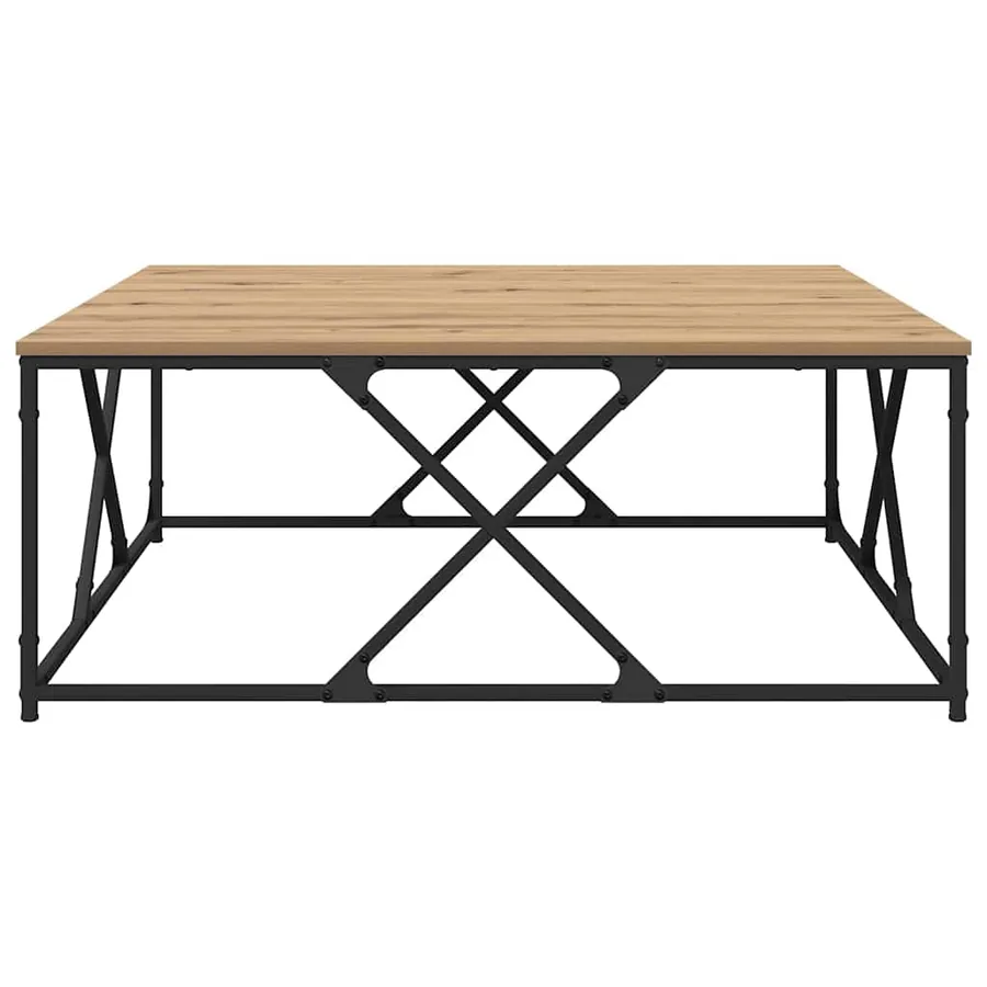 Table basse Chêne artisanal 100 x 100 x 40 cm Bois d'ingénierie - 5