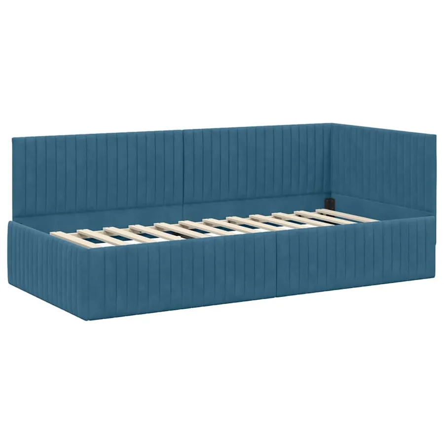 Cadre de lit d'angle Bleu 90 cm x 200 cm Velours - 4