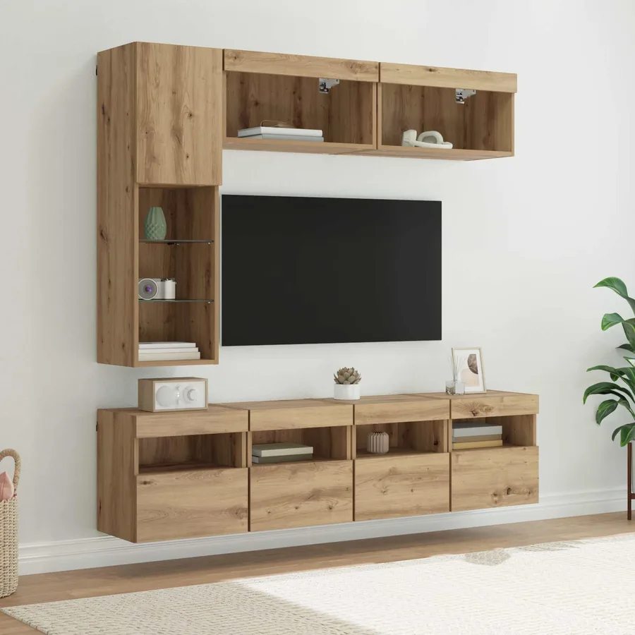 Meuble TV 7 pcs Chêne artisanal Bois d'ingénierie